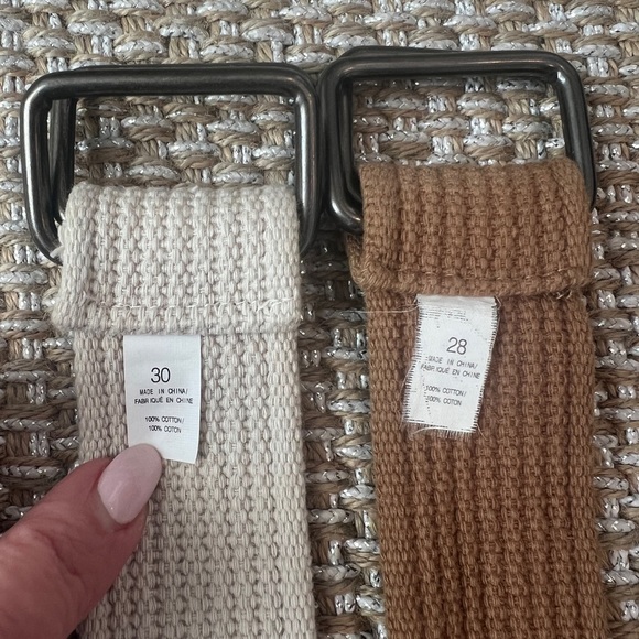 Set of 2 men’s 100% cotton woven belts size 28-30 tan and camel - Picture 3 of 5